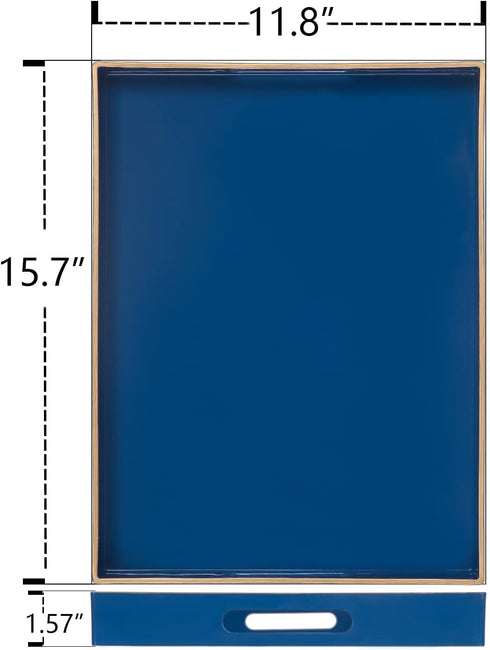 15.7 11.8 1.57" MAONAME Royal Blue Serving Tray with Handles, Rectangular Decorative Tray, Modern Coffee Table Trays