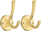 ZUONAI Gold Coat Hooks 2 Pack – Heavy Duty Brushed Brass Wall Hooks for Coats, Hats, Jackets, Keys