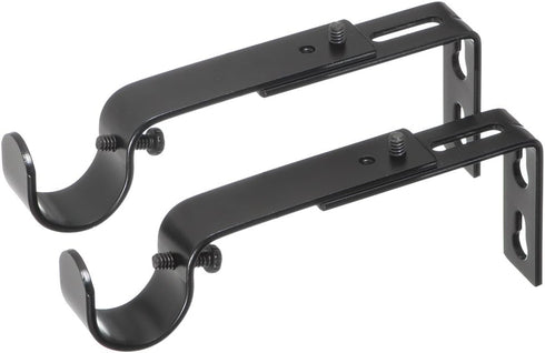 Ivilon Adjustable Brackets for Curtain Rods - Set of 2, Black, for 7/8 or 1 Inch Rods