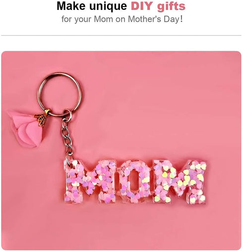 2 Pcs Mom and Dad Words Keychain Silicone Mold Set for DIY Mother's Day/Father's Day Gifts, Baking Cake Topper Decor