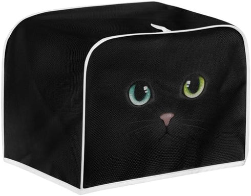 Black Cat Face Slice Toaster Cover, Aesthetic Cute Kitten Washable Polyester Toaster Cover, Pet Lovers Quilted Toaster Cover Bread Maker Cover - M