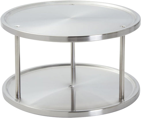 Juvale 2-Tier Stainless Steel Lazy Susan Spice Rack Organizer for Kitchen & Pantry Countertop (10.5 in)