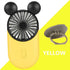 Cute Mouse Personal Mini Fan, Handheld USB Rechargeable Fan with Pretty LED Light, 3 Adjustable Speeds with Portable Holder, for Indoor Or Outdoor Park School, Yellow by Generic