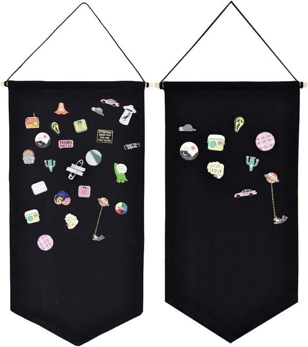 2PCS Wall Hanging Brooch Jewelry Storage Case, Canvas Display Stand for Earrings Necklace Organizer
