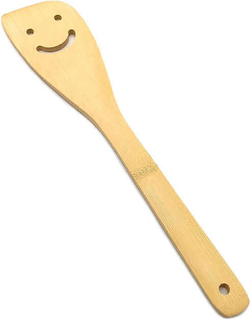2 Pack Bamboo Smiley Face Kitchenware Cooking Utensil Set - Eco-friendly Stir-fry Spatula