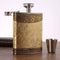 Golden Pattern 8 Oz Gift, 100% Stainless Steel Flask (304/18-8 SS), Bonus 2 Shot Glass + 1 Funnel + 1 Giftbox
