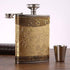 Golden Pattern 8 Oz Gift, 100% Stainless Steel Flask (304/18-8 SS), Bonus 2 Shot Glass + 1 Funnel + 1 Giftbox