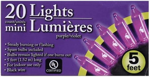 Greenbrier International Purple Halloween Mini Lights with Black Wire 20 Count 5 feet
