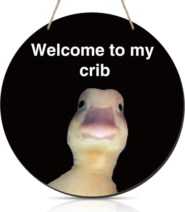 Vercraft Welcome to My Crib Front Door Sign 12 Inch Wood Hanging Sign