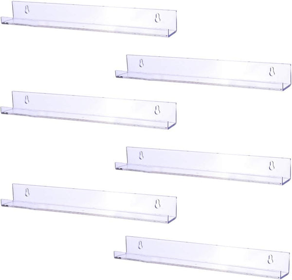 Sooyee 6 Pack 15 Inch Acrylic Invisible Kids Floating Bookshelf for Kids