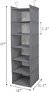 MAX Houser 6 Tier Shelf Hanging Closet Organizer, Foldable Hanging Shelf with 2 Sturdy Hooks for Storage (Grey)