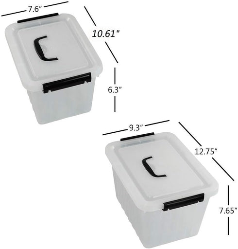 Obstnny 12 Quart & 6 Quart Plastic Latching Box, Clear Storage Bins with Handles and Lid
