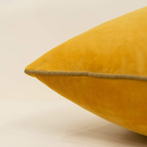 Avigers 18 x 18 Inches Yellow White Gold Leather Striped Patchwork Velvet Cushion Case for Couch, Living Room