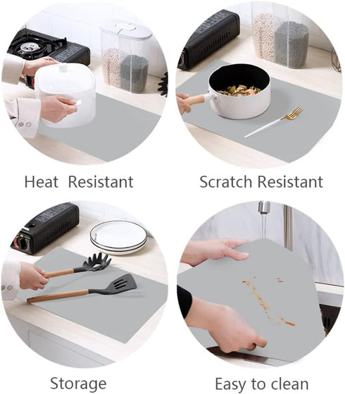 Multipurpose Silicone Counter Mat - Extra Large Heat Resistant Non-Slip Kitchen Appliance Protector, 23.6 by 15.7 Inch