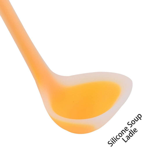 uxcell 8.3 Inch Silicone Soup Ladle Spoon, Heat Resistant to 450°F, One Piece Design for Restaurant Kitchen