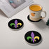 HUXJOKO Set 6,Fleur Coasters for Drinks of De Lis Mardi Gras Absorbent Ceramic Coaster,Round Stone Mat,with Cork Base