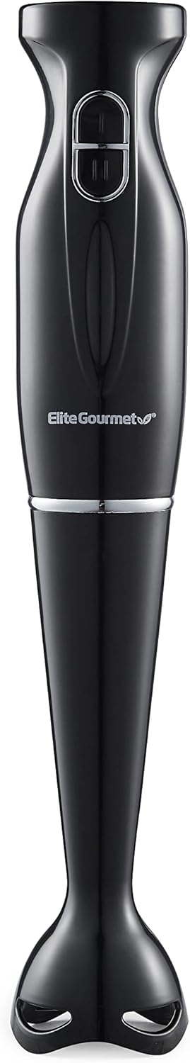 Elite Gourmet EHB3201 Immersion Hand Blender 300 Watts, 2 Speed Mixing with Detachable Blades, Charcoal Black
