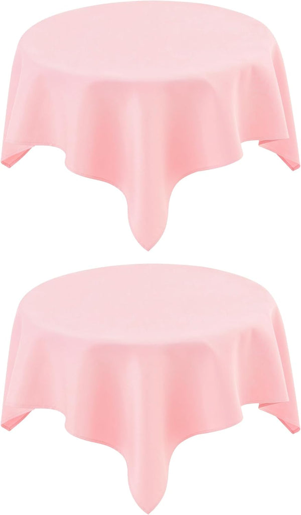 2 Pack Small Square Table Cloth 36X36 Inch Pink Tablecloth Washable Polyester