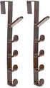 Sadiyamo 5 Layers Over The Door Hook Organizer Rack - Hanger Backpack Handbag Door Hook, Pack of 2 (Brown)