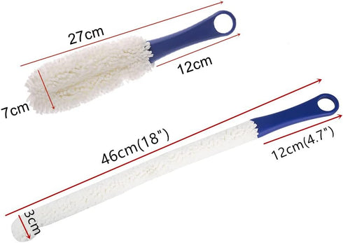 Bottle Cleaning Brush Set, 2 Different Sizes Flexible Scourer for Cleaning Wine Decanters, Goblets, Glasses