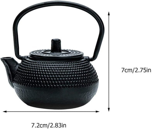 PATKAW Japanese Tetsubin Cast Iron Teapot, Stovetop Kettle for Loose Leaf Tea, Black (7.20X7.00X4.30cm)