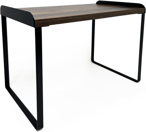 Mitus Tiered Wood Shelf Organizer for Kitchen Counter, Bathroom, Pantry, Office Desk, 12" Wide Walnut Brown and Black