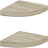 vidaXL Corner Shelf Set of 2 Oak Honeycomb MDF, Metal 9.8x9.8x1.5 in