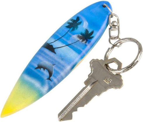 ArtCreativity Wooden Surfboard Keychains, Set of 12 Fun Key Chains for Backpack, Purse, and Luggage