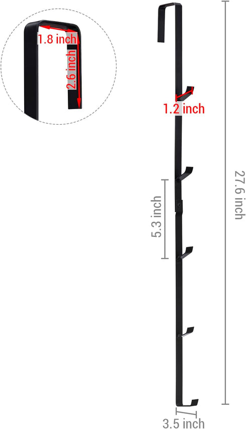 MyGift Black Metal Over The Door Hooks, Heavy Duty Hanger for Hats, Coats, Scarves, Set of 2