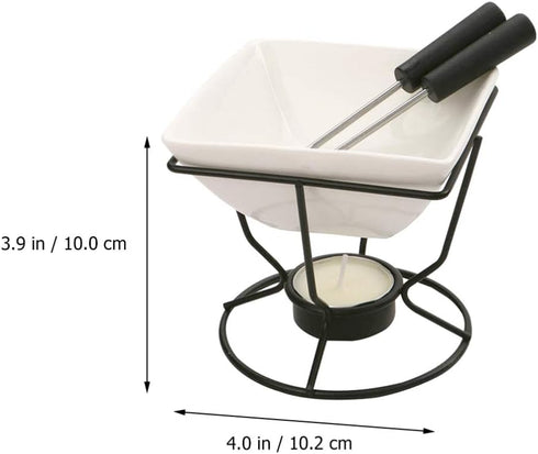 YARNOW Ceramic Butter Warmer Fondue Pot with Tealight Candle, Chocolate Melt Pot for Cheese and Chocolate