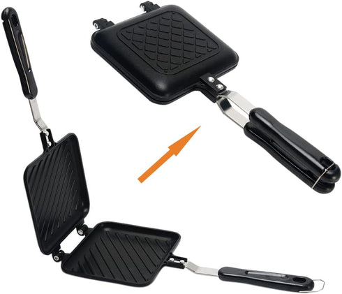 GEZICHTA Mini Waffle Maker, Grilled Sandwich Panini Maker, Nonstick Double Sided Frying Pan for Home Kitchen