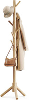 Pipishell Sturdy Wooden Coat Rack Stand, Adjustable Free Standing Tree Hanger with 4 Sections & 8 Hooks for Home