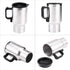 Keenso 12V Electric Car Cup Travel Heating Cup, 450ml Stainless Steel Electric Kettle Coffee Mug Heater