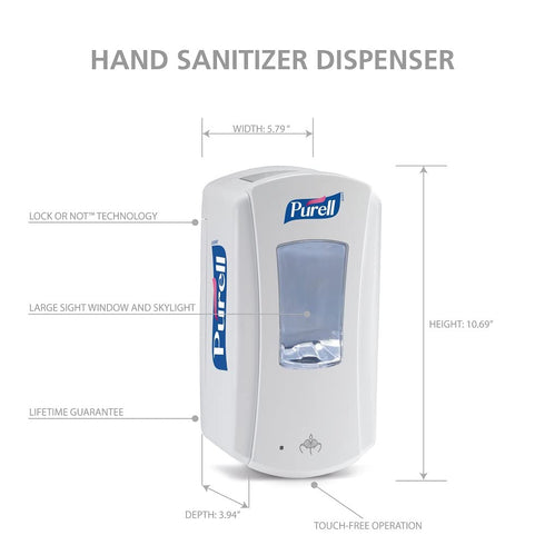 LTX-12 LTX-12 1200 mL (Pack 1) 1920-01 PURELL Touch-Free Hand Sanitizer Dispenser, White, for PURELL Hand Sanitizer