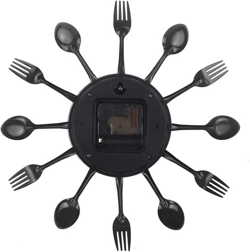Timelike Kitchen Wall Clock (3D Removable Modern Creative Cutlery Design, Black, Wall Decal Room Decoration)