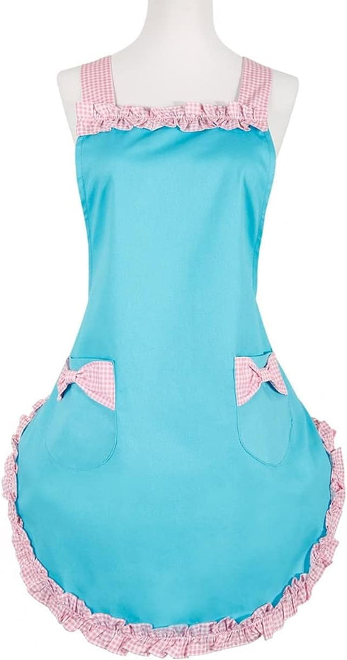 RosieLily Retro Aprons for Women, Vintage Kitchen Apron with Pockets for Cooking and Baking