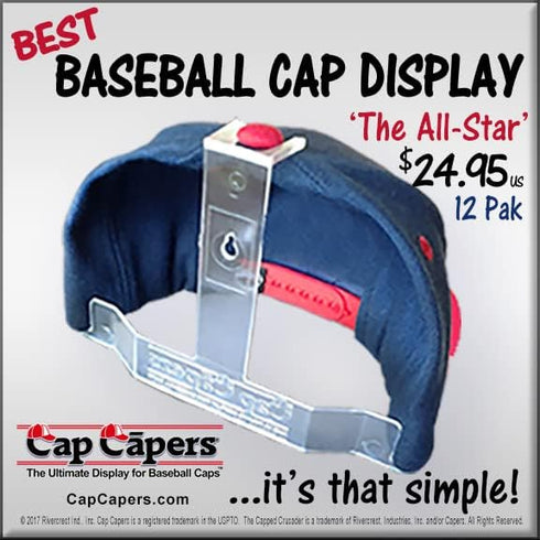 Baseball Cap Display Wall Mounted Hat Rack for Storage & Organization, Great for Collectors