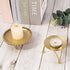 dedoot Gold Candle Holders Set of 2, Decorative Handmade Iron Pillar Plate Centerpiece for LED & Wax Candles