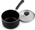 Cook N Home Nonstick Sauce Pan, 3-Qt with Glass Lid, Multi-purpose Kitchenware, Black Aluminum