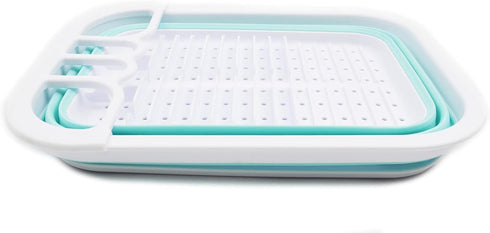SAMMART 7.5L (2 Gallon) Collapsible Plastic Dish Drainer with Drainer Board, Foldable Drying Rack Set, Space Saving