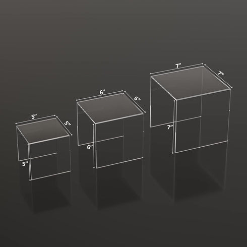 3 5''x6''x7'' Sezanrpt Clear Acrylic Risers pcs, Square Acrylic Food Display Stands Tabletop, Display Shelf