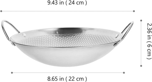 BESTonZON Stainless Steel Wok Pan, Everyday Pan, Korean Pan, Mini Wok Cookware, Non Stick Deep Frying Pot, Metal