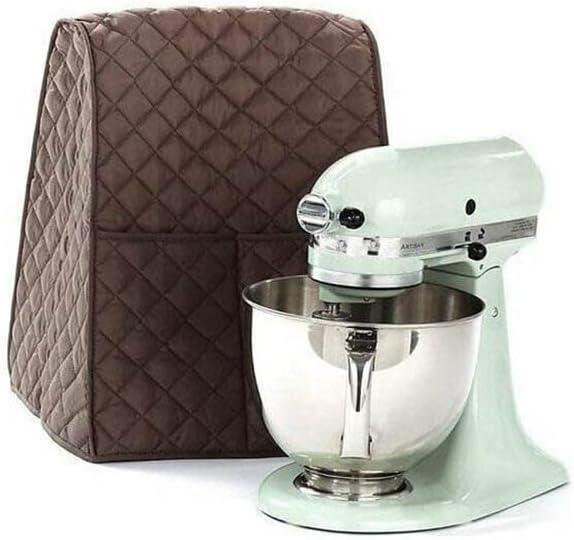 Quilted Pocket Organizer Stand Mixer Cover, Home Kitchen Protective Bag, Universal Fit (Brown)