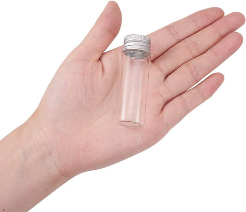 BENECREAT 20 Pack 15ml/0.5oz Glass Bottles Sample Vials with Screwed Aluminum Caps for Crafts Decorations