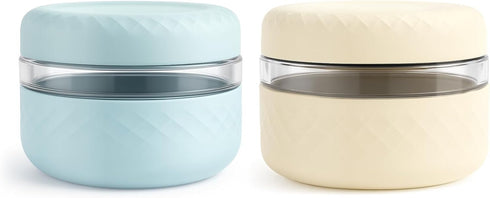 2 Pack 16 oz Glass Lunch Bowl Containers with Lids | Leak