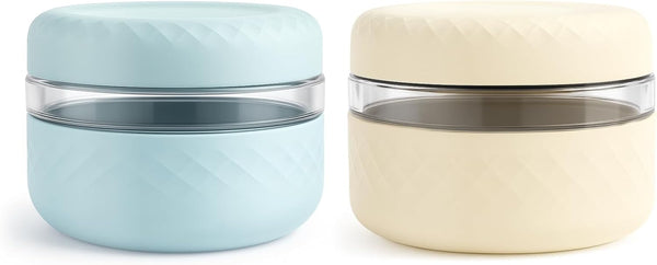 2 Pack 16 oz Glass Lunch Bowl Containers with Lids | Leak