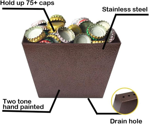 Beer Cap Catcher Wall Mount Bottle Top Bucket with Drained Holes (Crackle)