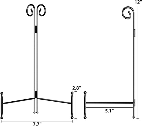 Plate Stand and Holder - 12 Inch Black Iron Picture Frame Stand for Display, Collapsible and Portable Easel