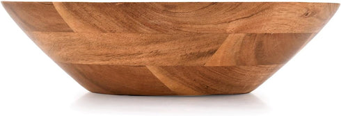 Acacia Wood Serving Bowl, Fruit Bowl, Friendly and Perfect for Salad, Vegetables and Fruit,Single Salad Bowl (10" x 10" x 3") by Samhita