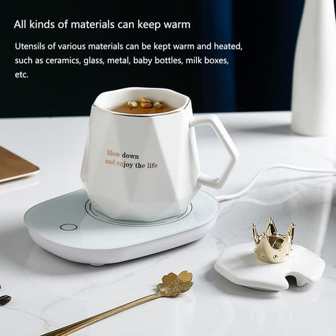 CGHWBEA Coffee Warmer for Desk,with Mug Set. Cup Warmer Tea Warmer, Electric Beverage Warmer, Drink Warmer for Cocoa, Tea, Milk (Pink), LUMAN03